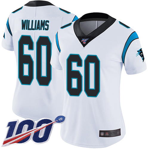 Carolina Panthers Limited White Women Daryl Williams Road Jersey NFL Football #60 100th Season Vapor Untouchable->carolina panthers->NFL Jersey